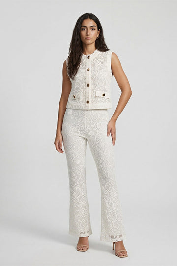Isadora Lace Vest and Flare Pant Set - Akalia