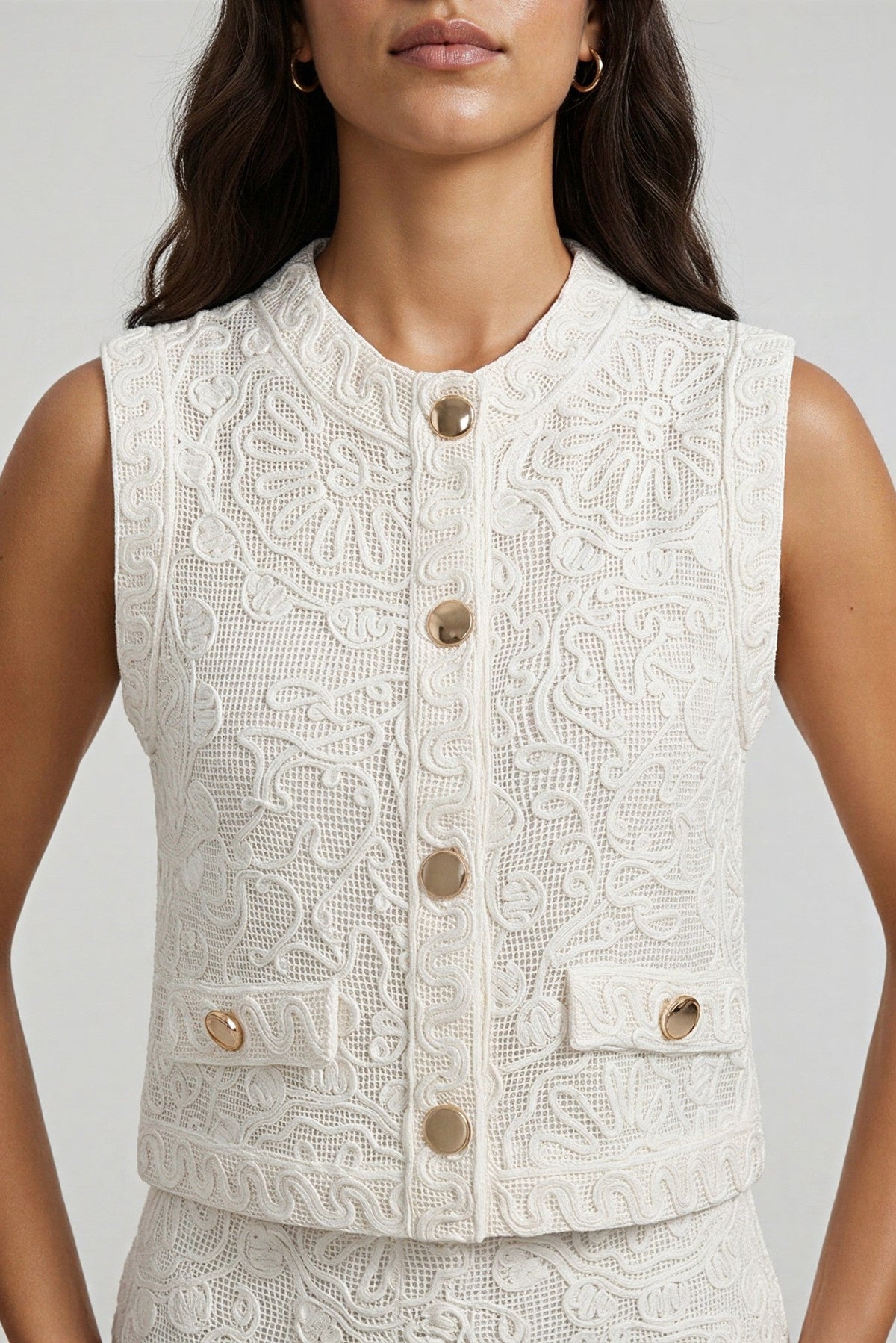 Isadora Lace Vest and Flare Pant Set - Akalia