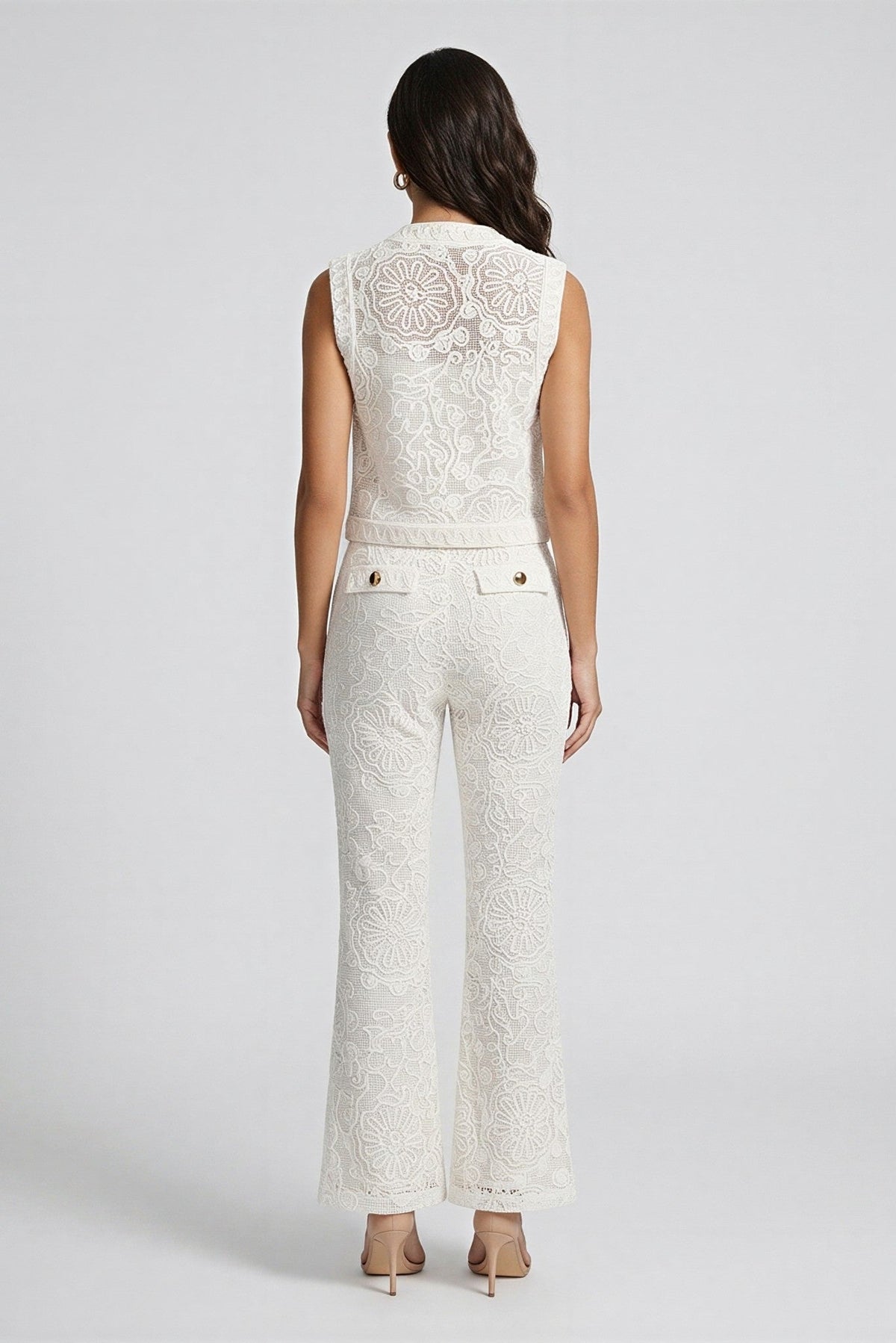 Isadora Lace Vest and Flare Pant Set - Akalia
