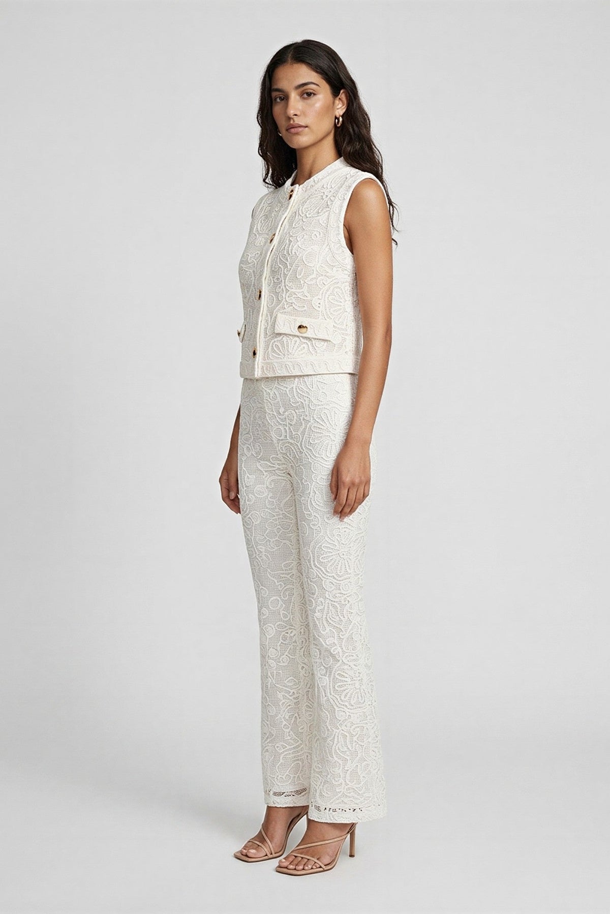 Isadora Lace Vest and Flare Pant Set - Akalia