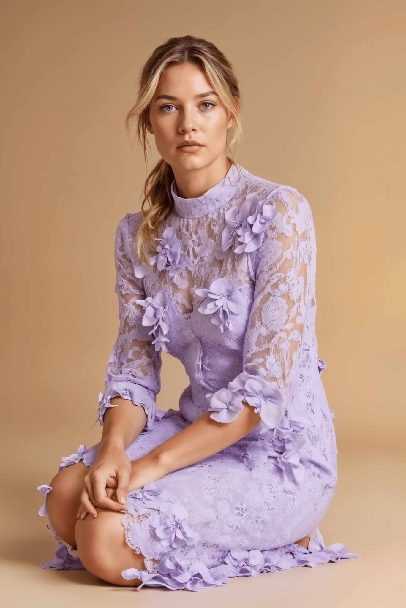 Lipsy Long Sleeves Lace Midi Dress (Purple) - Akalia