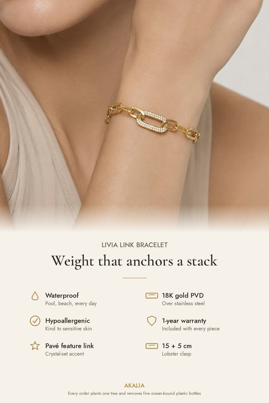 Livia Waterproof Chunky Link Bracelet - Akalia