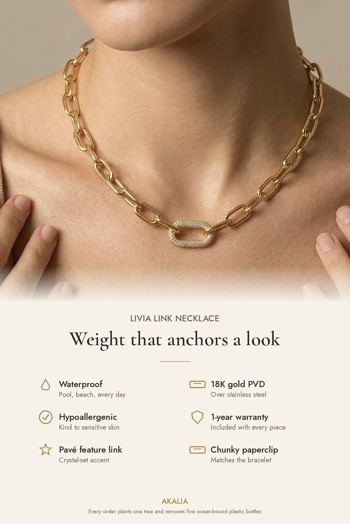 Livia Waterproof Chunky Link Necklace - Akalia