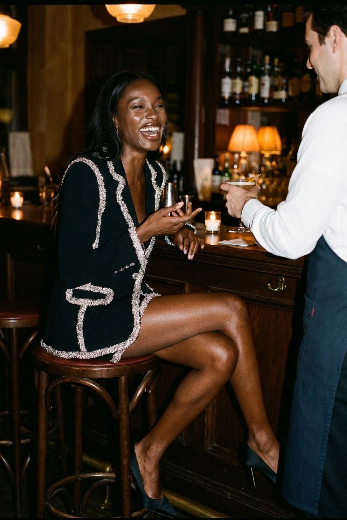 Lucienne Beaded-Trim Blazer and Mini Skirt Set styled for a night out - The Candlelight Edit - Akalia