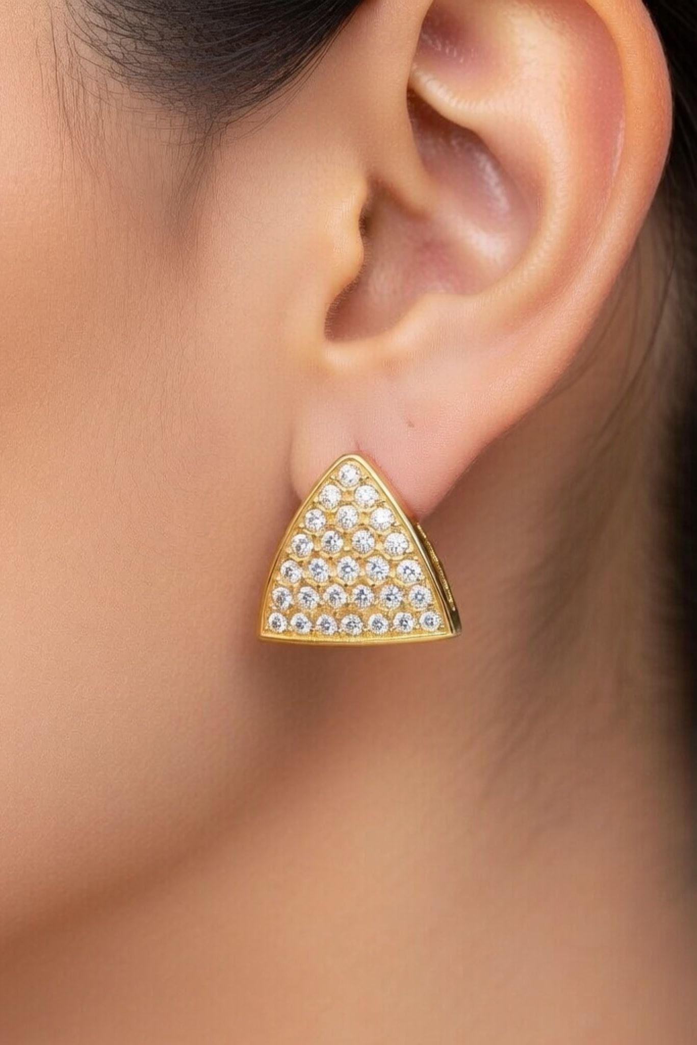 Luna Waterproof Dainty Triangle Zircon Pave Stud - Akalia