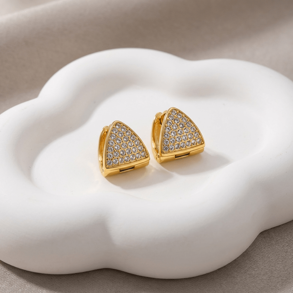 Luna Waterproof Dainty Triangle Zircon Pave Stud - Akalia