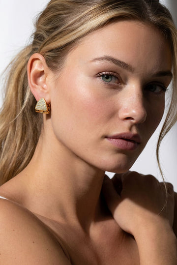 Luna Waterproof Dainty Triangle Zircon Pave Stud - Akalia