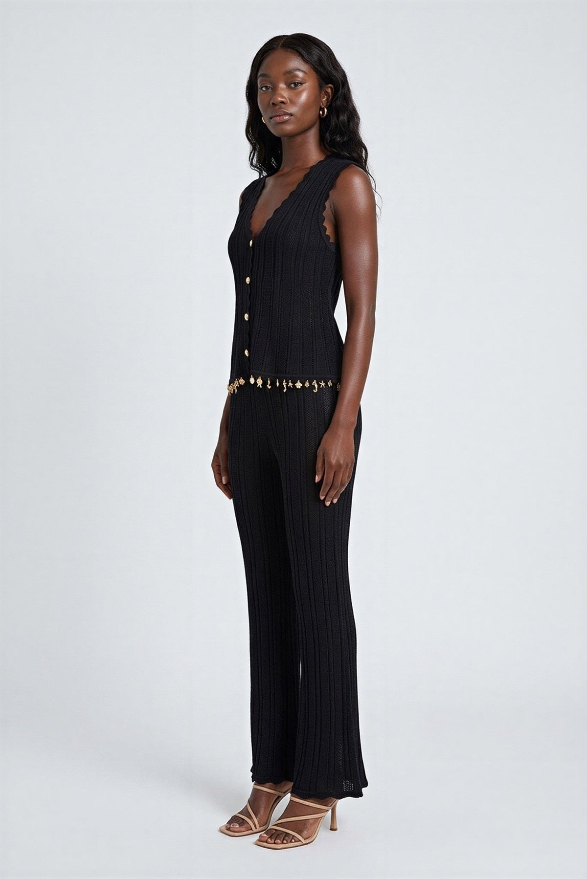 Marisa Knit Charm-Hem Vest and Pant Set - Akalia