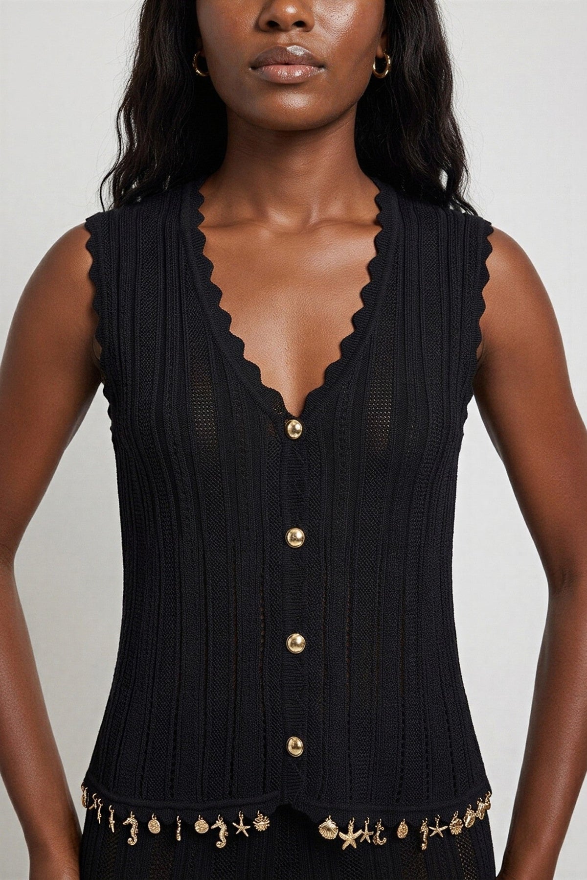 Marisa Knit Charm-Hem Vest and Pant Set - Akalia