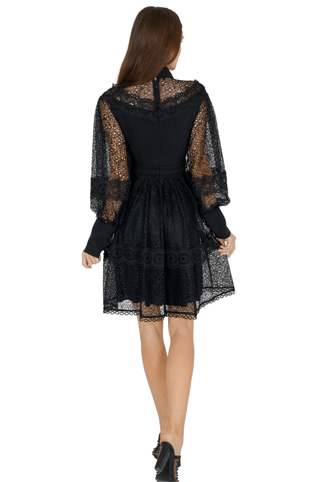 Melvina Lace Mini Dress Long Sleeve - Akalia