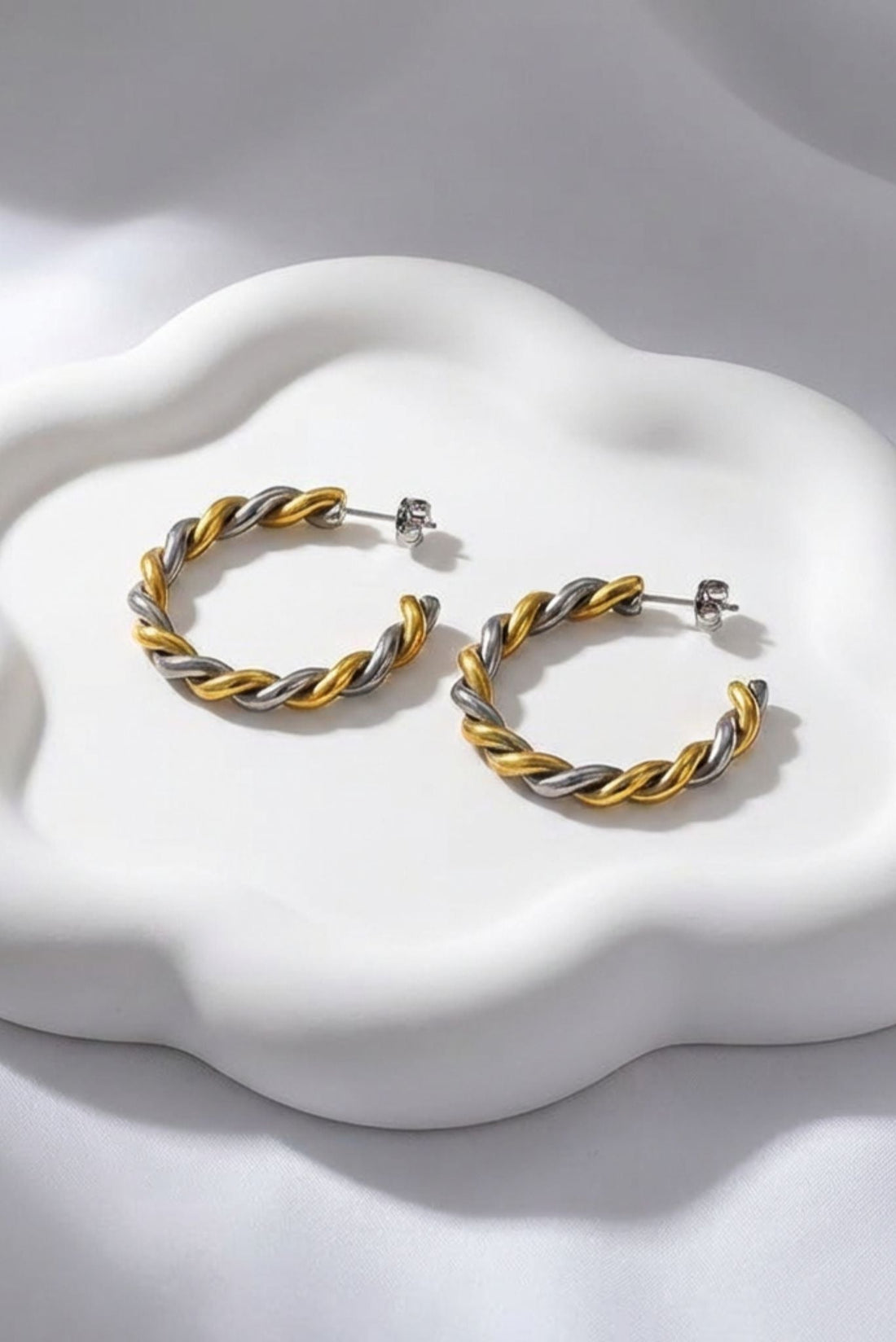 Paloma Waterproof Two - Tone Chunky Rope Hoop Earring - Akalia