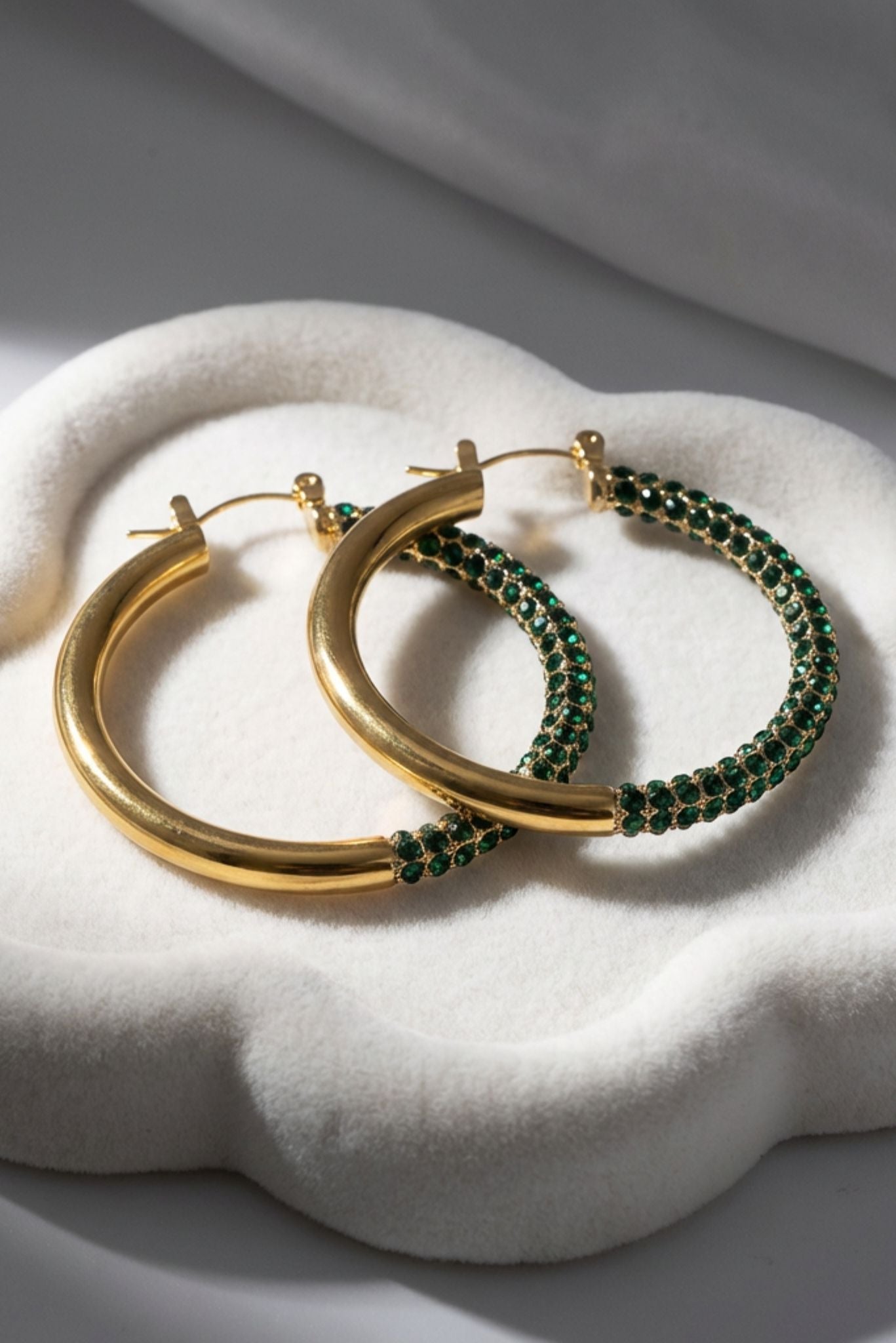Paloma Waterproof Two - Tone Emerald Chunky Rope Hoop Earring - Akalia
