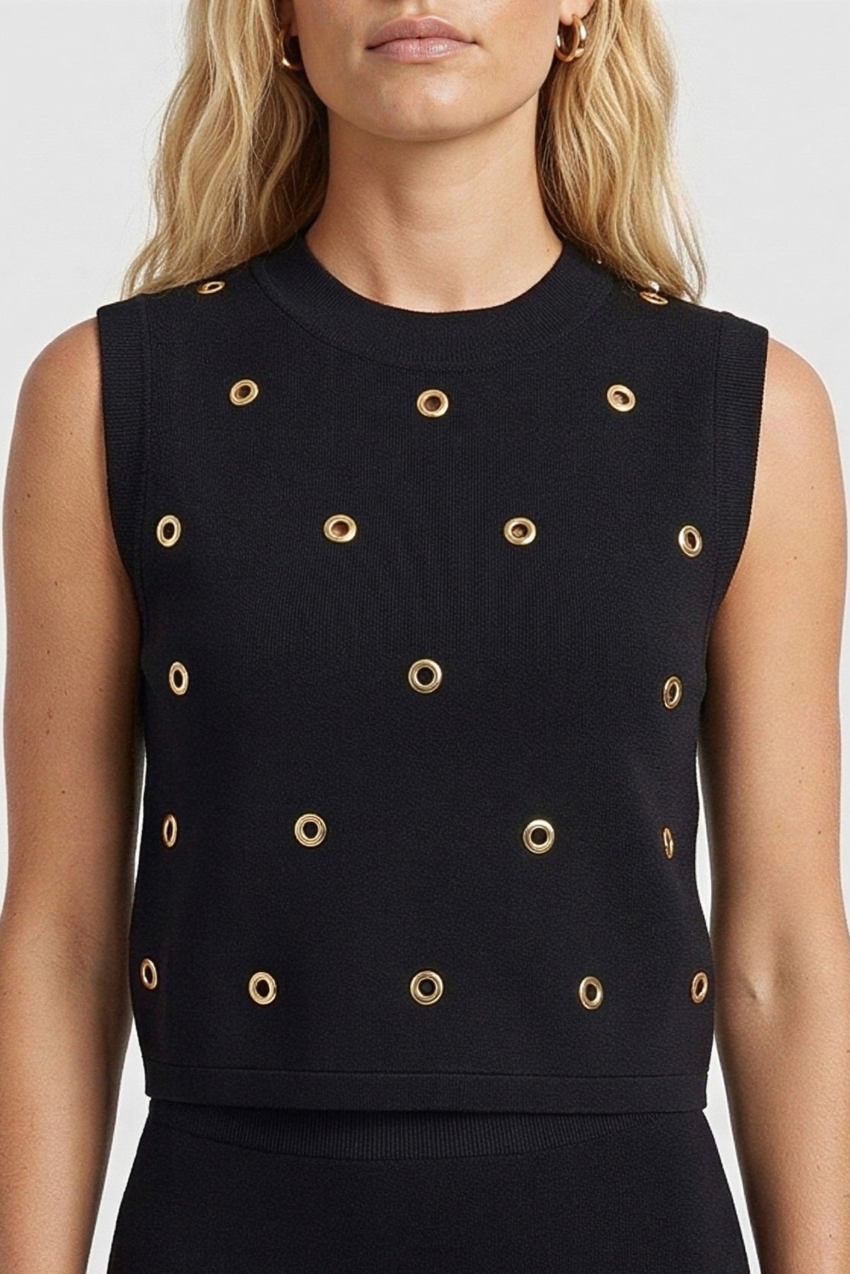 Raya Grommet Knit Top and Asymmetric Skirt Set - Akalia