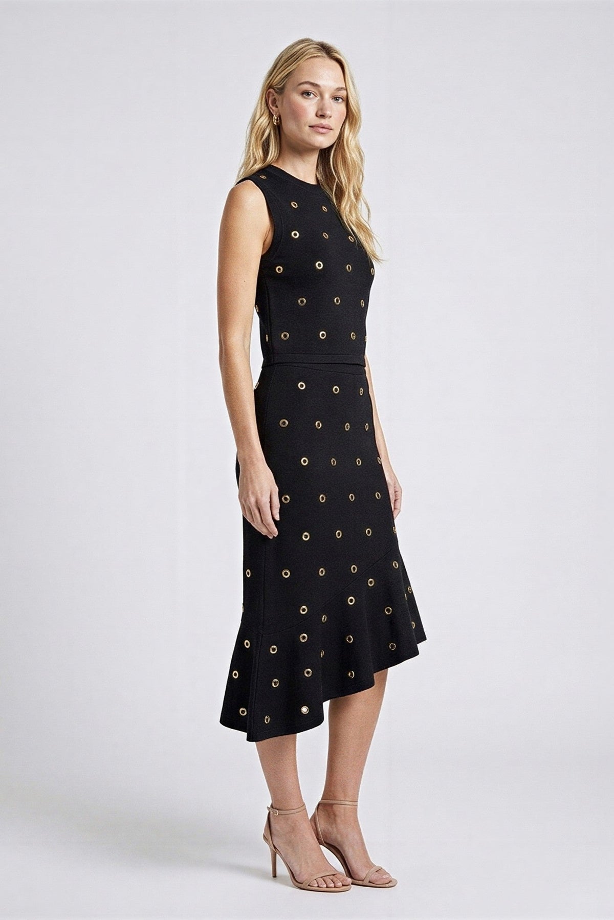 Raya Grommet Knit Top and Asymmetric Skirt Set - Akalia