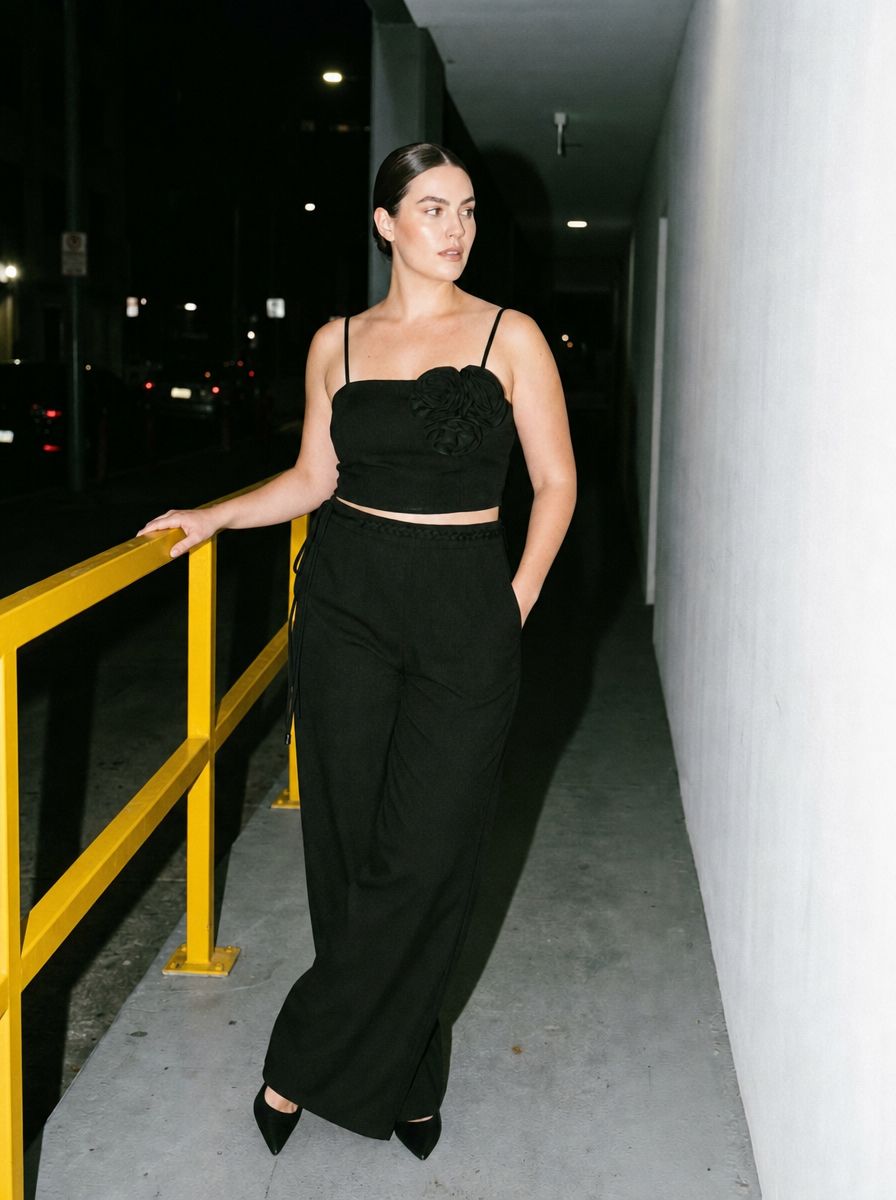 Rosalia Pants and Top Set in Black - Akalia