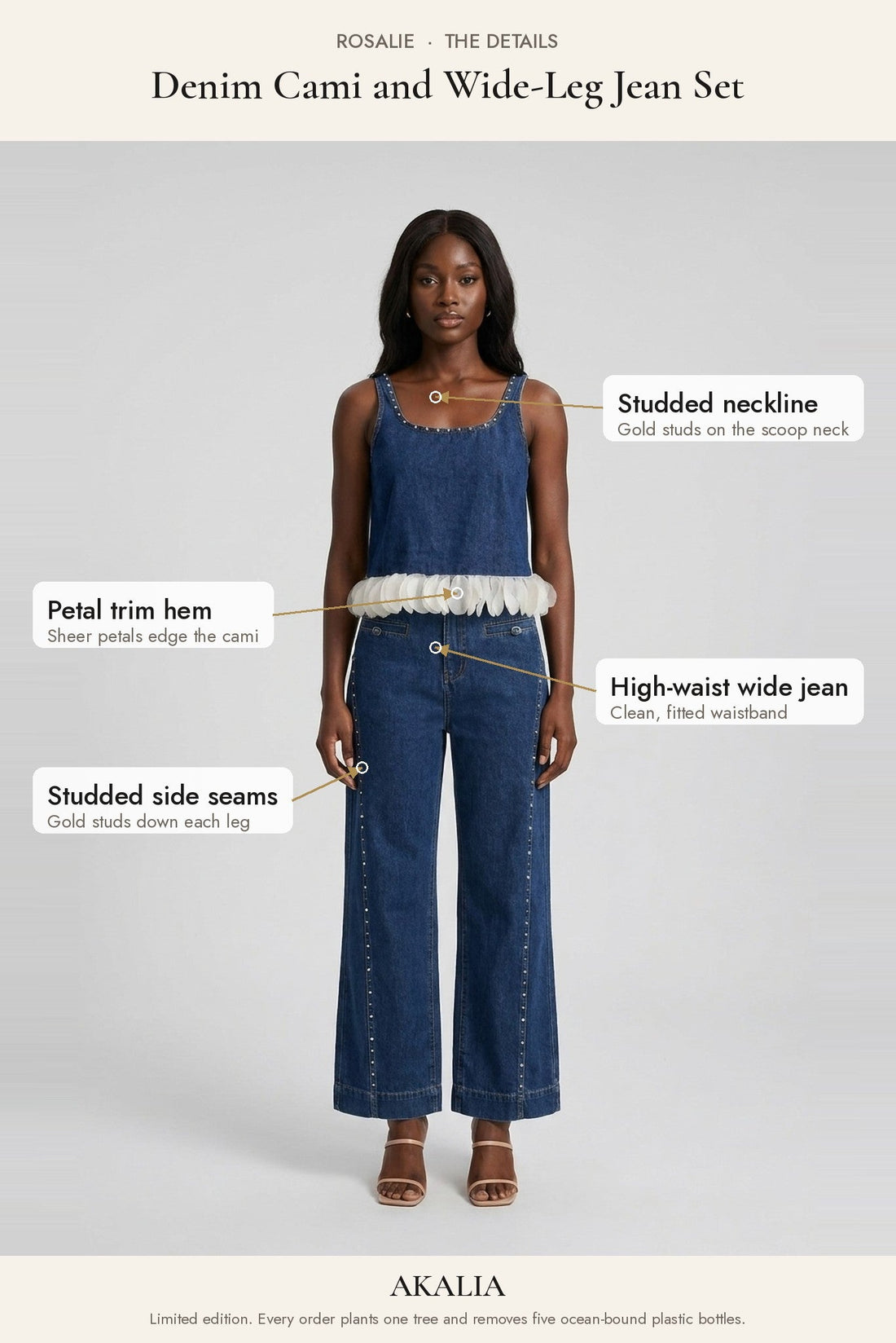 Rosalie Denim Cami and Wide-Leg Jean Set - Akalia