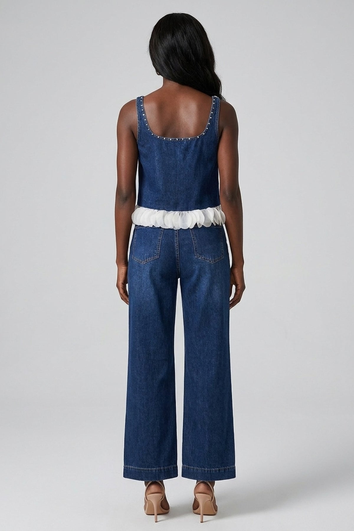 Rosalie Denim Cami and Wide-Leg Jean Set back view - Akalia