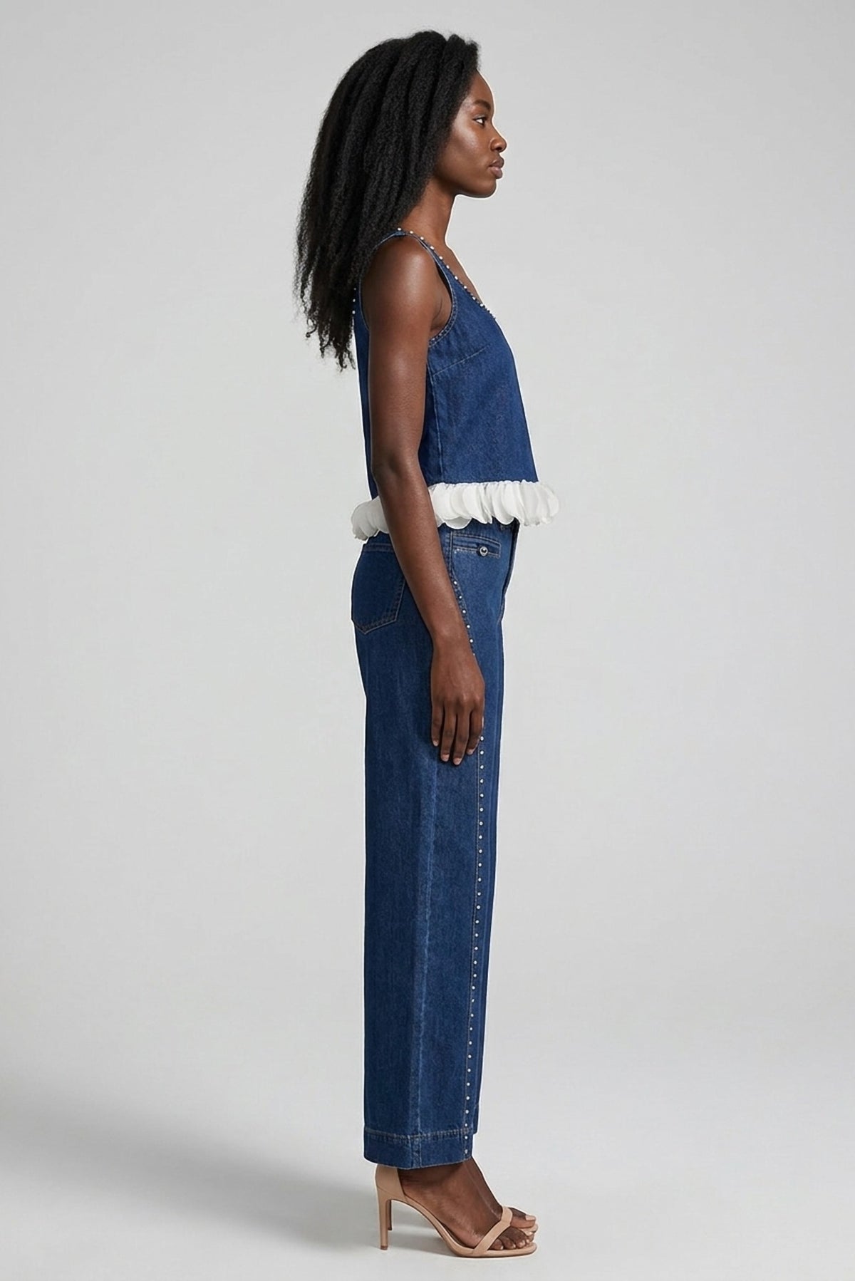 Rosalie Denim Cami and Wide-Leg Jean Set side view - Akalia