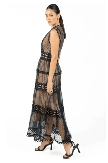 Serena Black Lace Maxi Dress - Akalia
