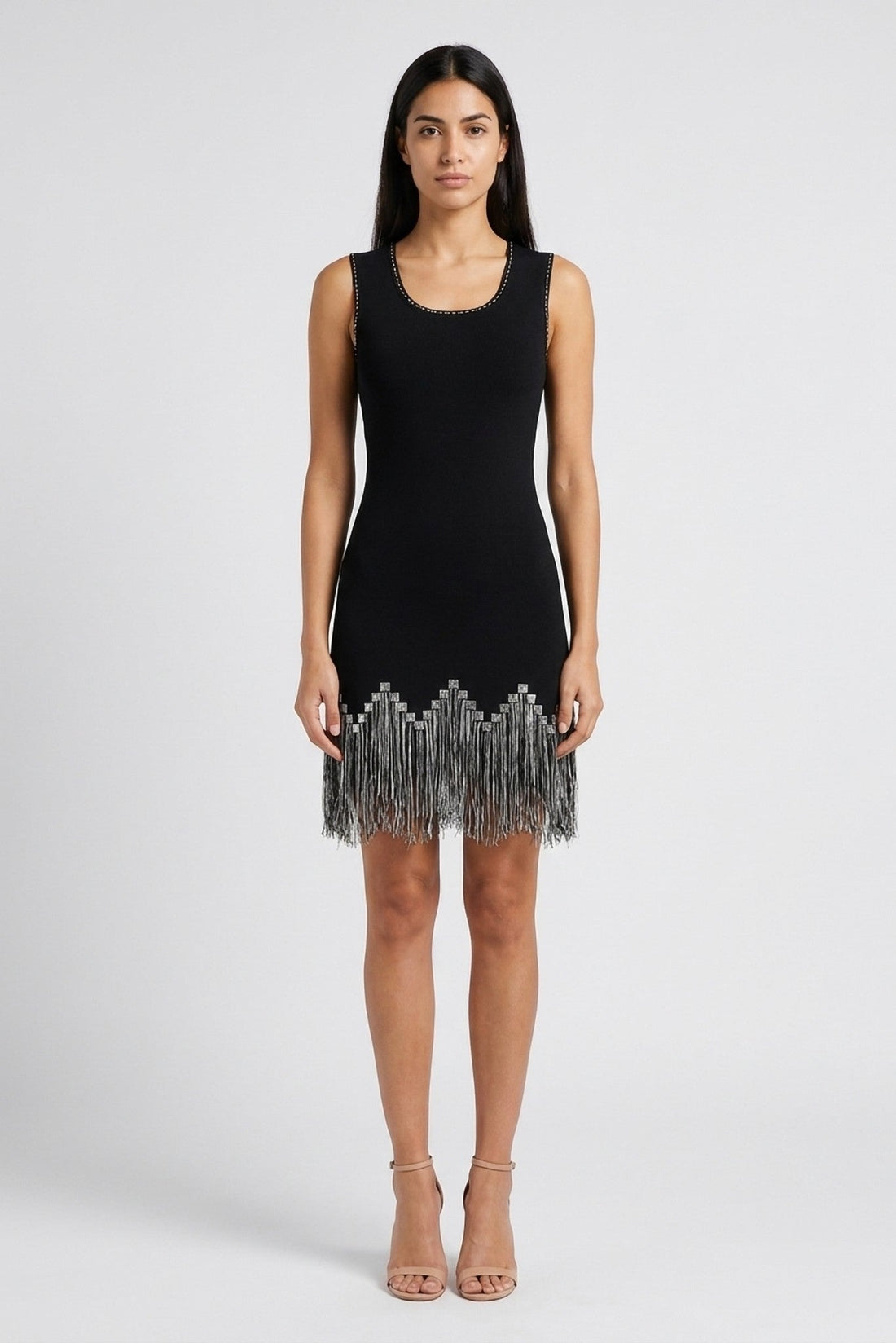 Severine Knit Fringe-Hem Mini Dress - Akalia