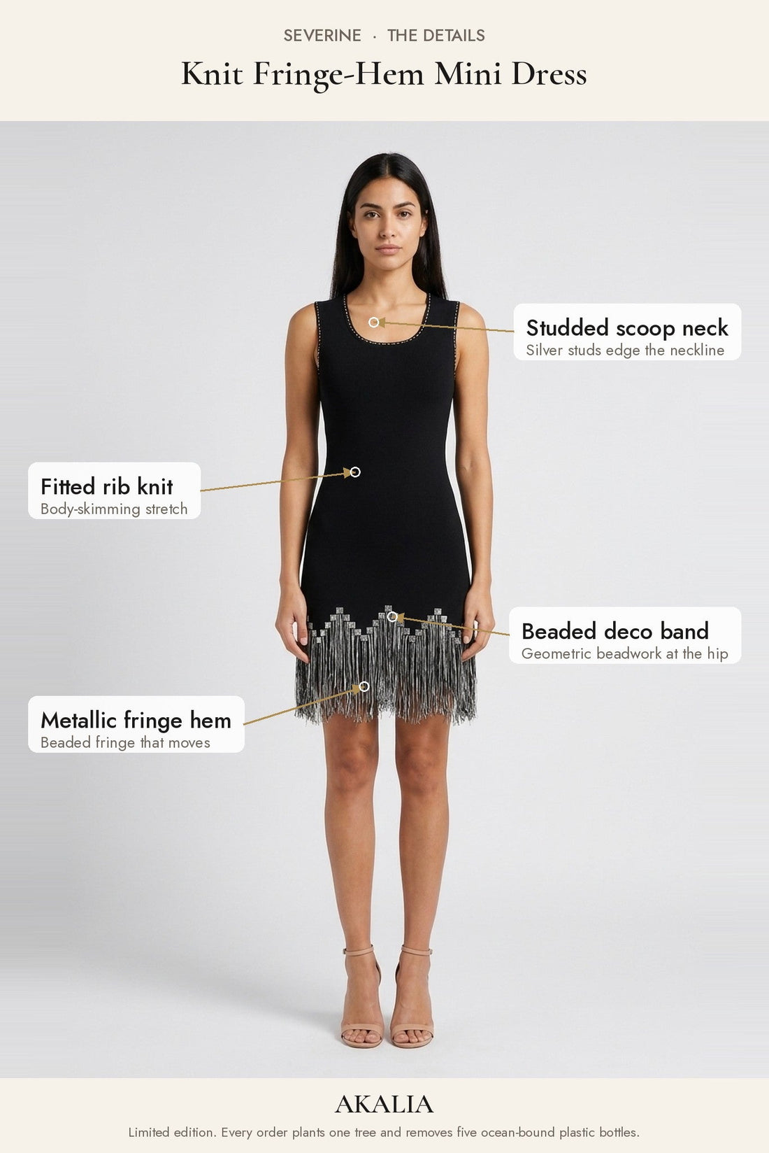 Severine Knit Fringe-Hem Mini Dress - Akalia