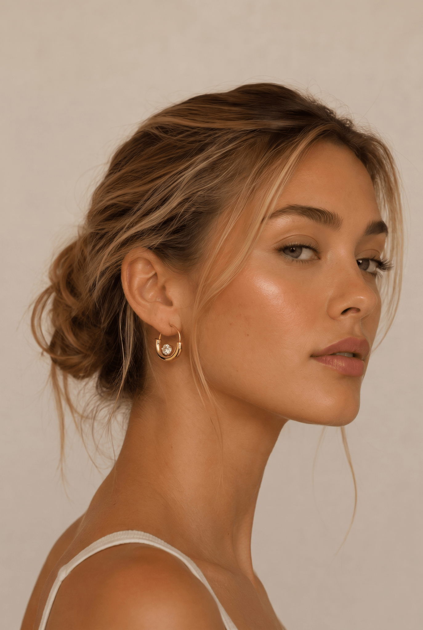 Solene Waterproof Floating Crystal Hoop Earring - Akalia
