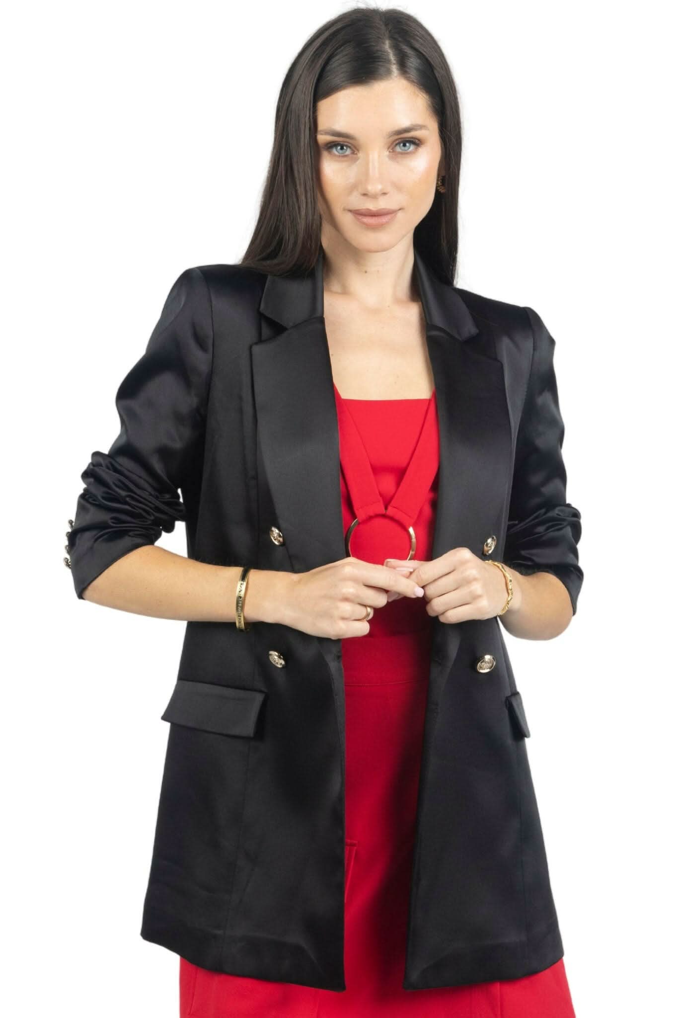 Tania Women Blazer with Gold Color Buttons - Akalia