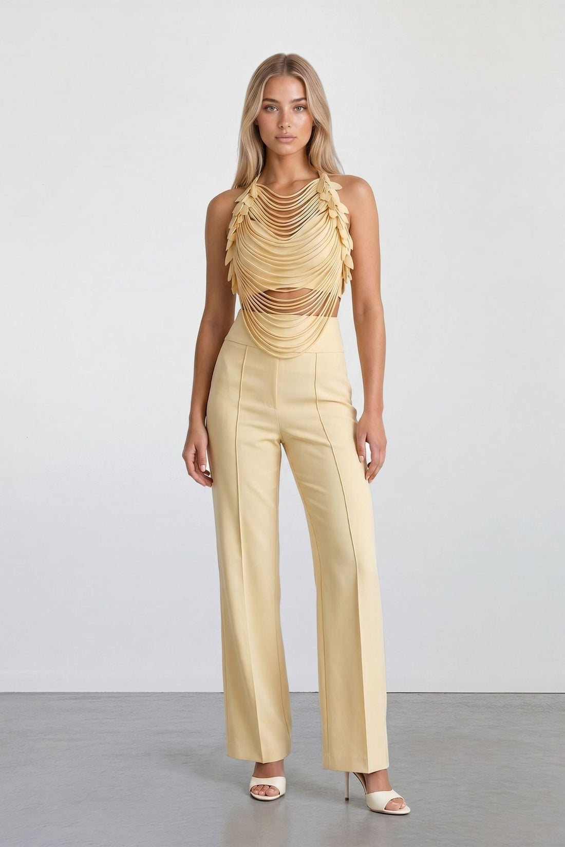 The Aurelia Draped Petal Halter Top - Akalia
