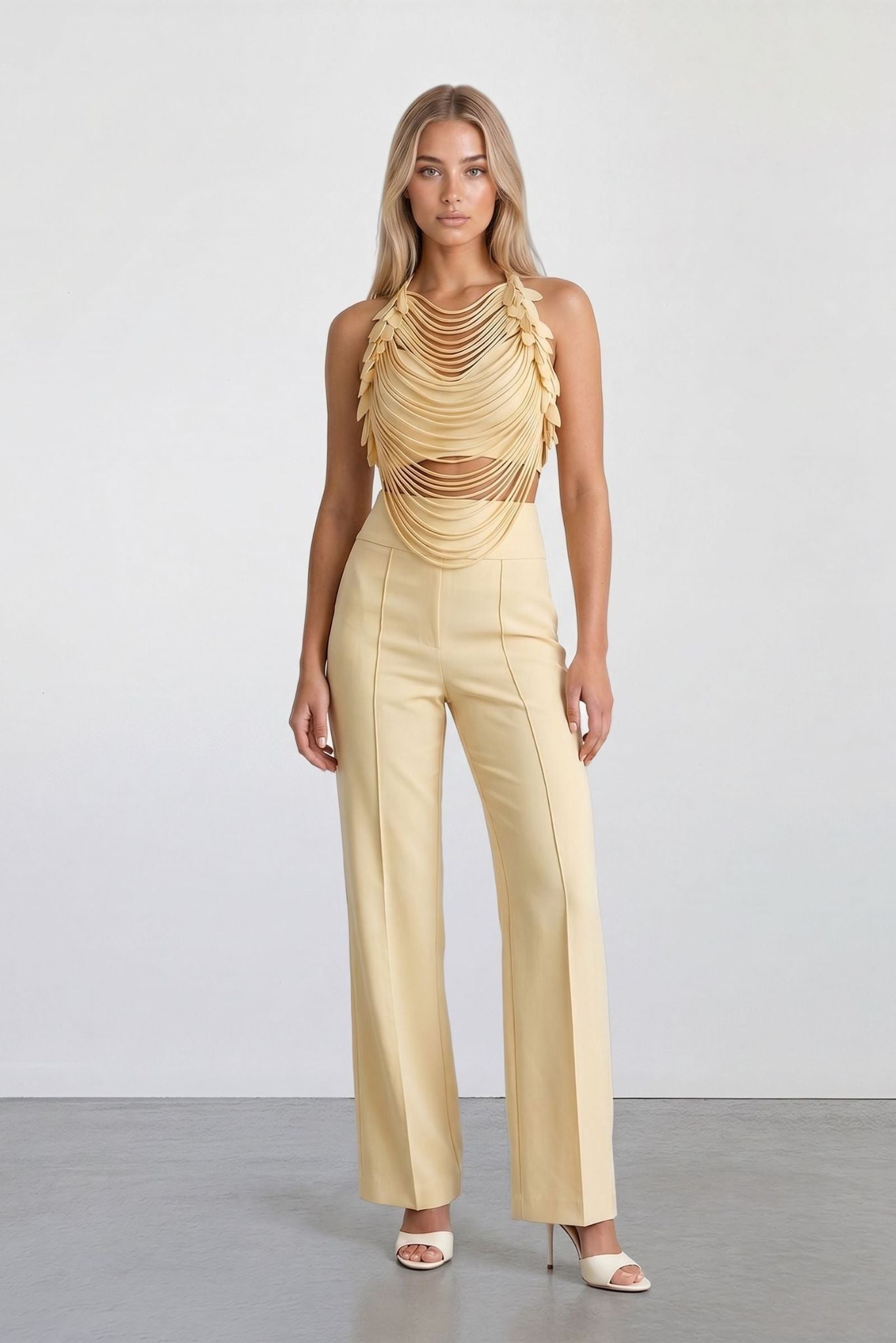 The Aurelia Draped Petal Halter Top - Akalia