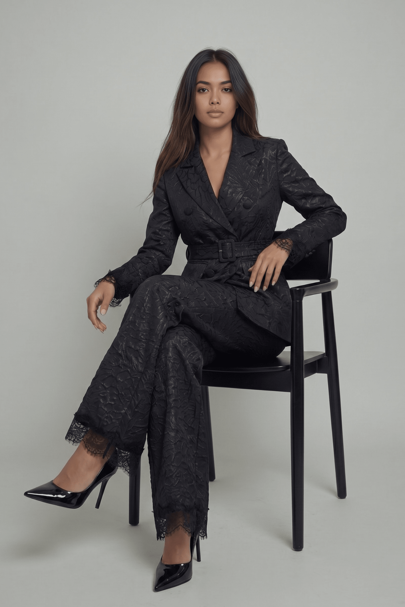 The Maison Jacquard Belted Blazer - Akalia