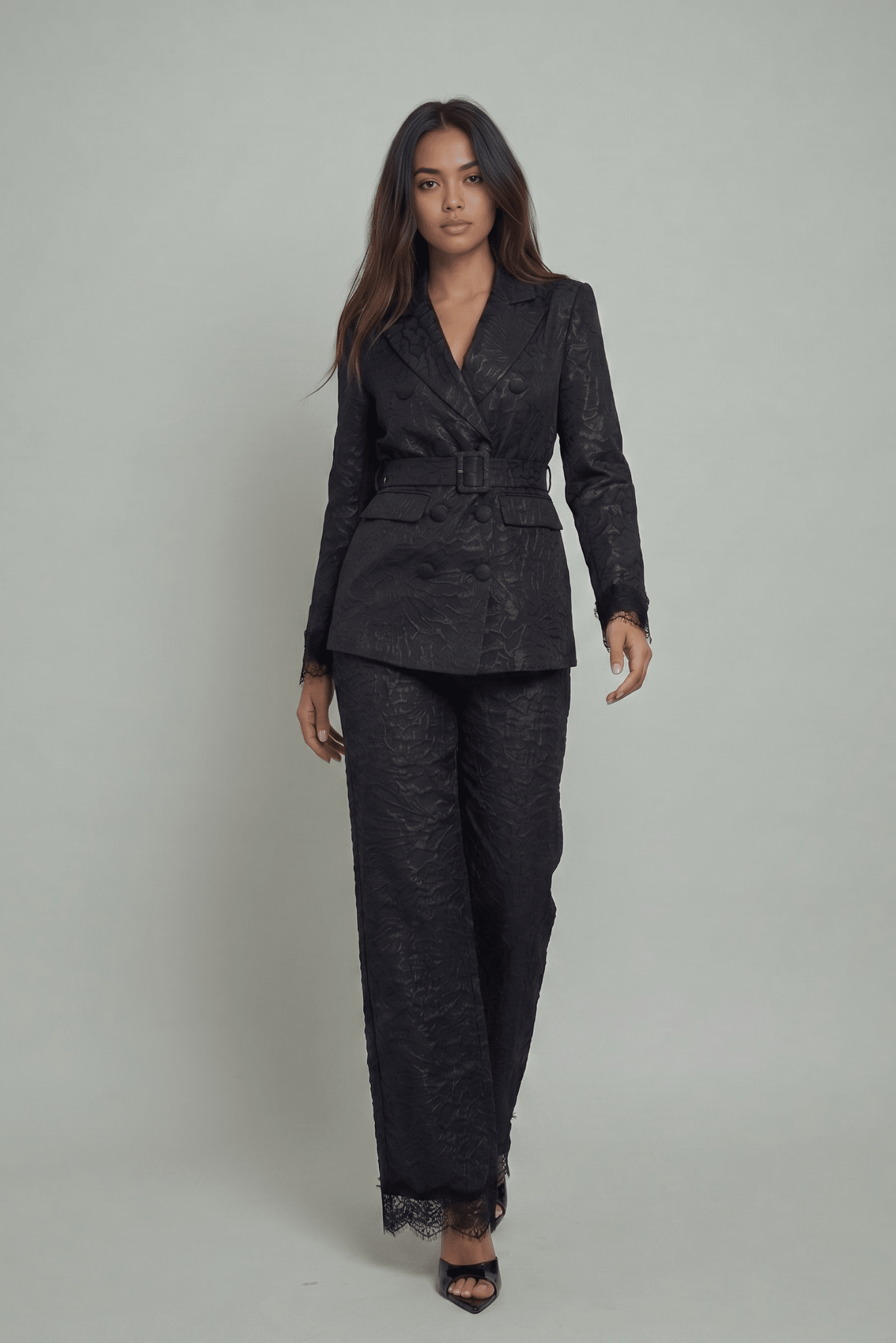 The Maison Jacquard Belted Blazer - Akalia