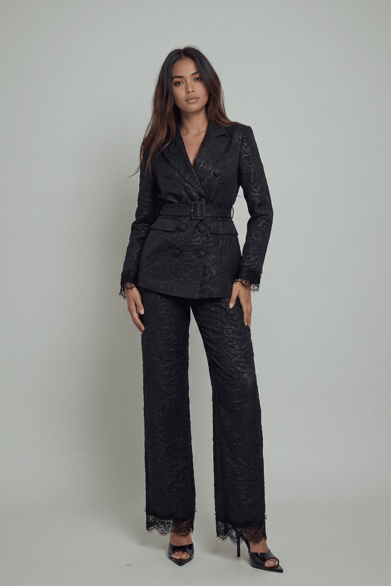 The Maison Jacquard Belted Blazer - Akalia