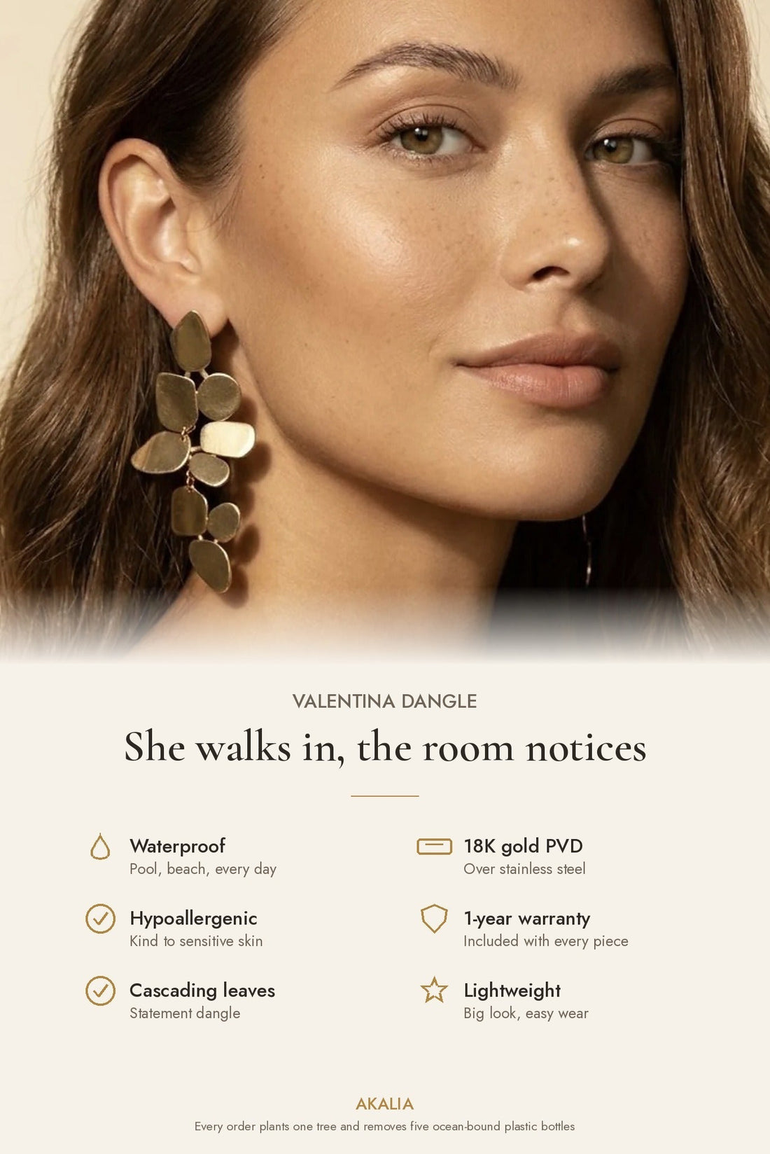 Valentina Waterproof Statement Dangle Earring - Akalia