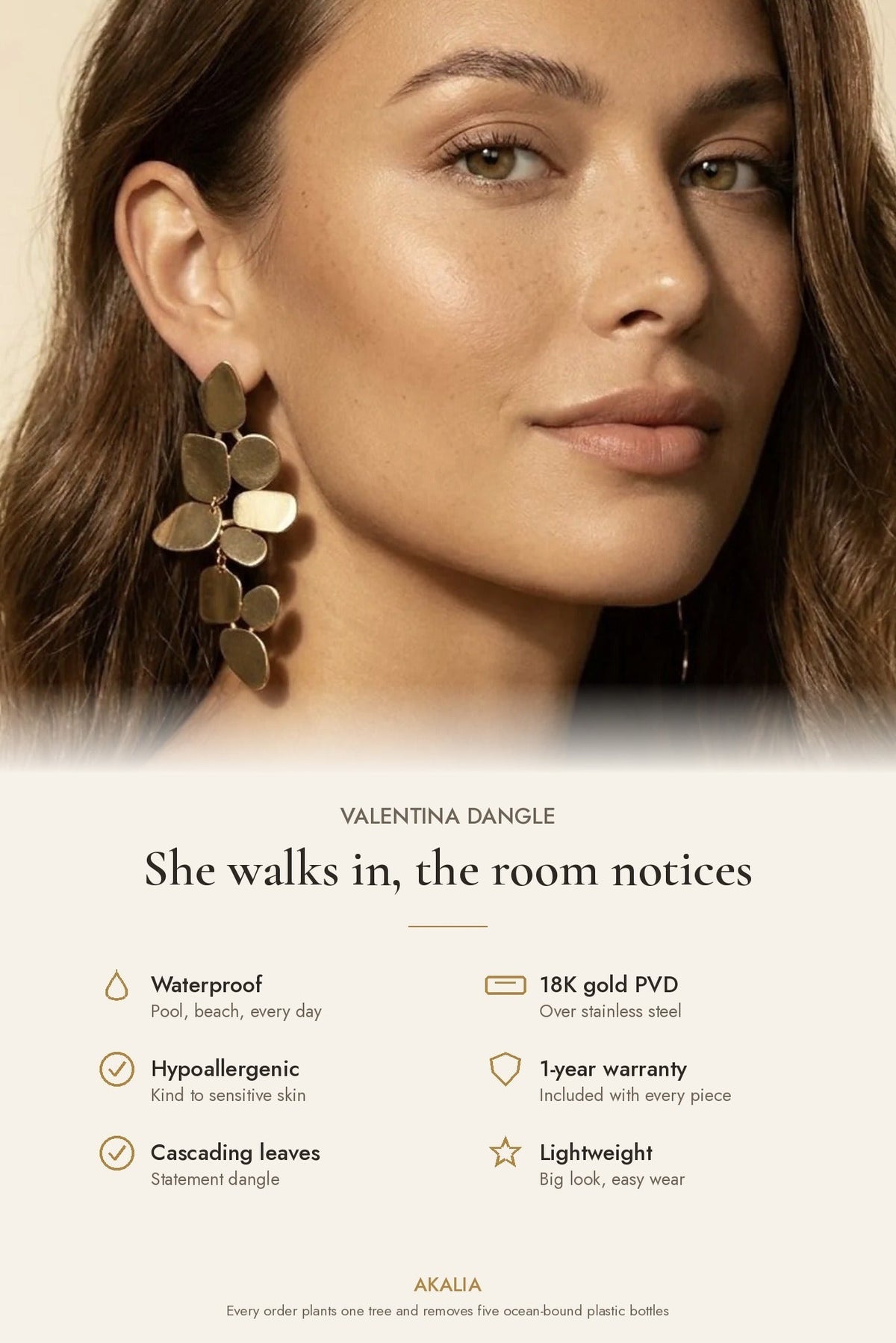 Valentina Waterproof Statement Dangle Earring - Akalia