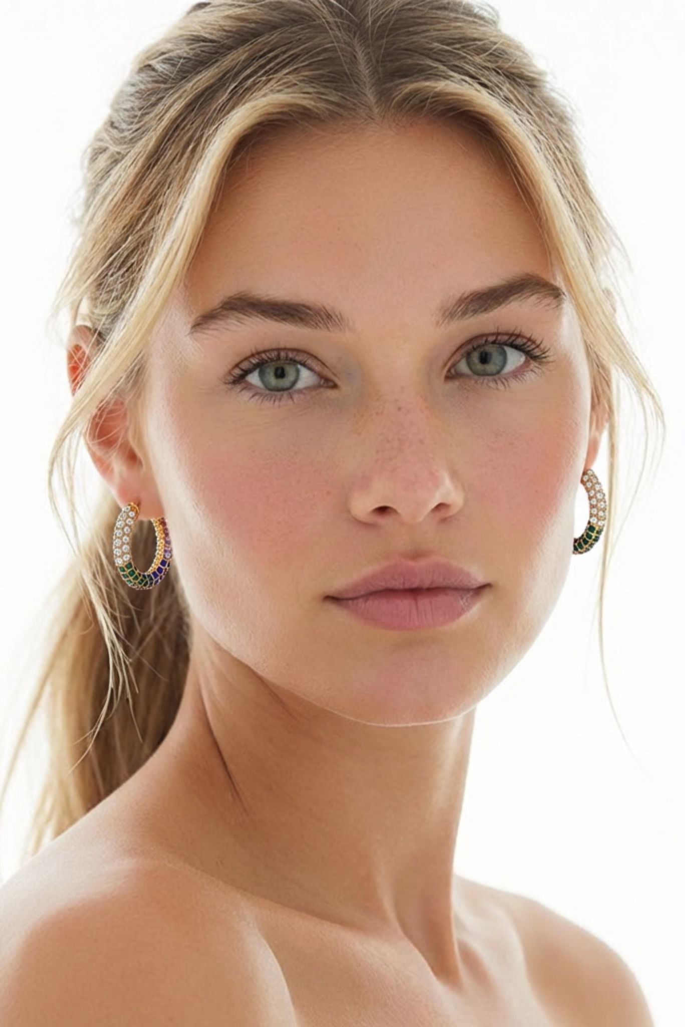 Vivienne Waterproof Rhinestone Statement Hoop - Akalia