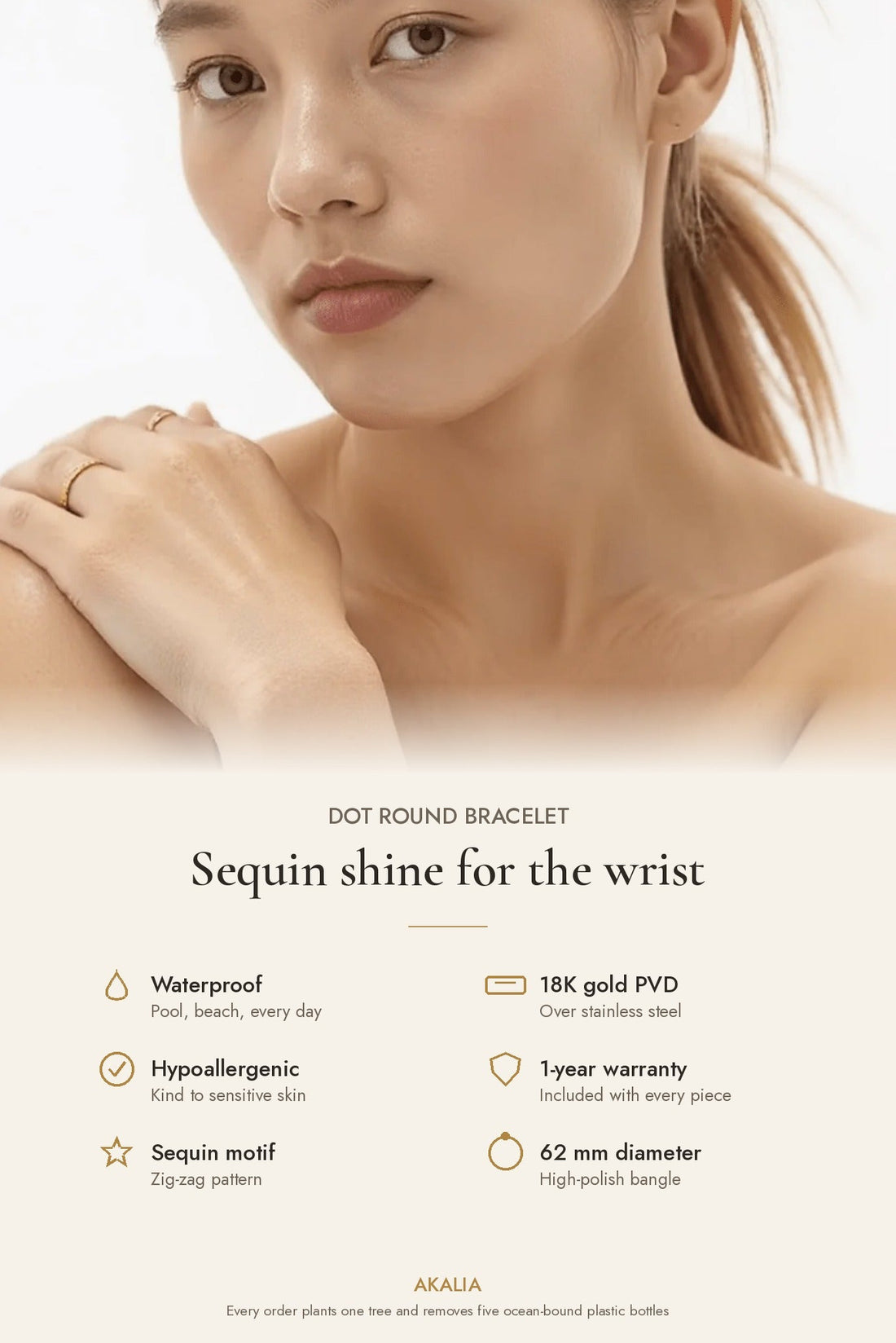 Waterproof 18K Gold Plated Dot Round Bracelet - Akalia