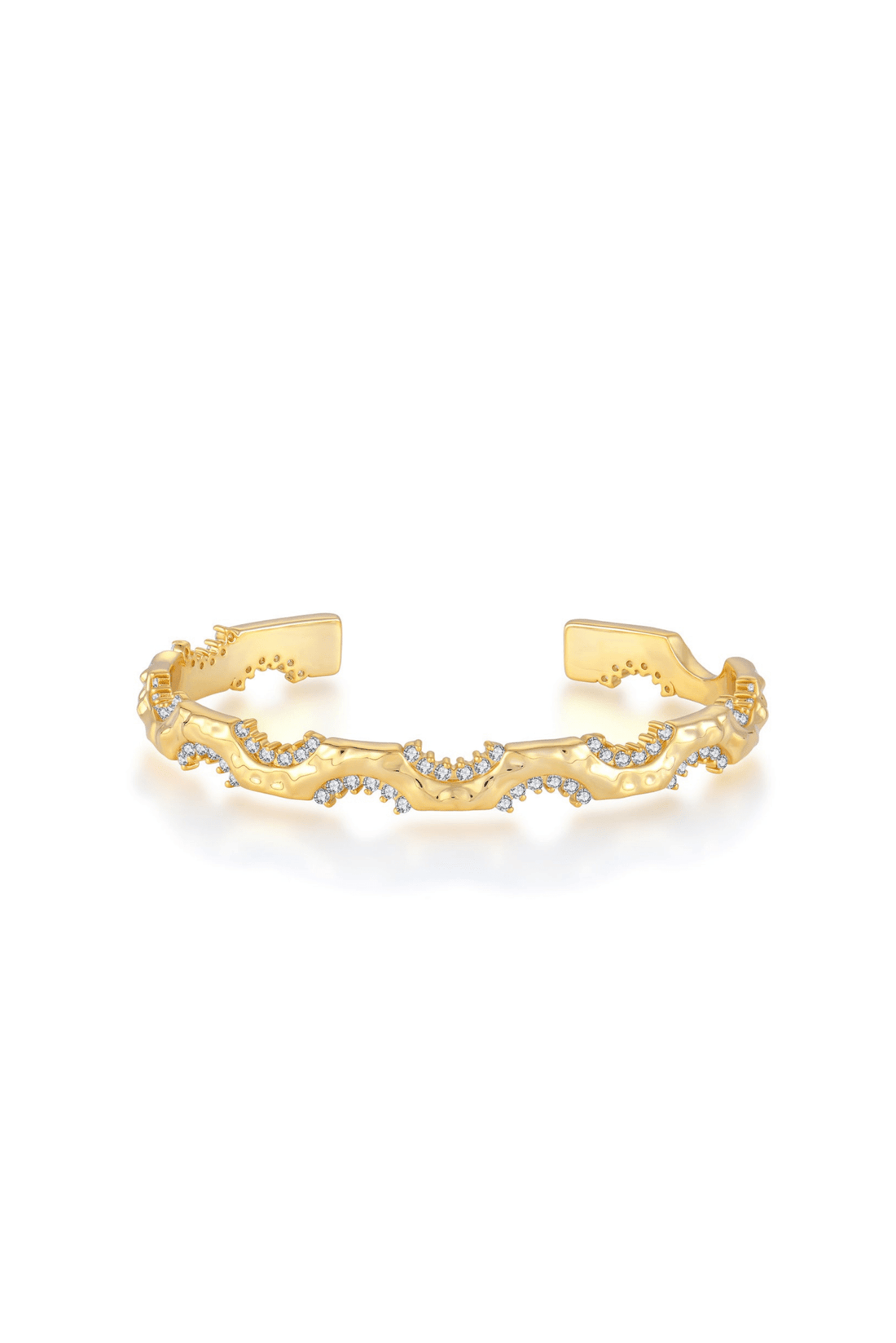 Waterproof Diane Gold Plated with Diamond Cuff Sterling Silver Bracelet - Akalia