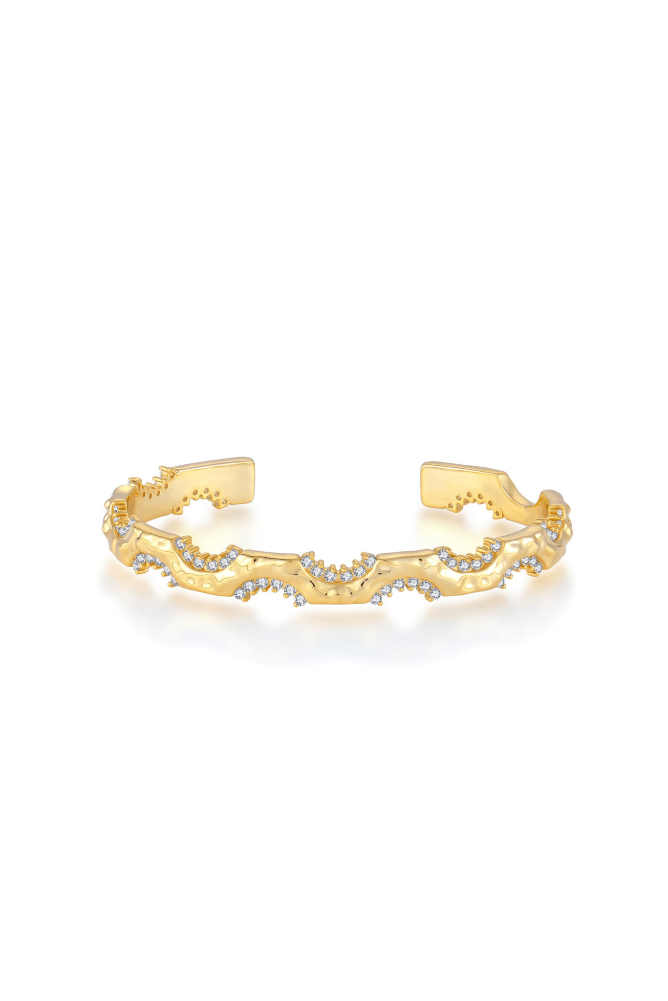 Waterproof Diane Gold Plated with Diamond Cuff Sterling Silver Bracelet - Akalia