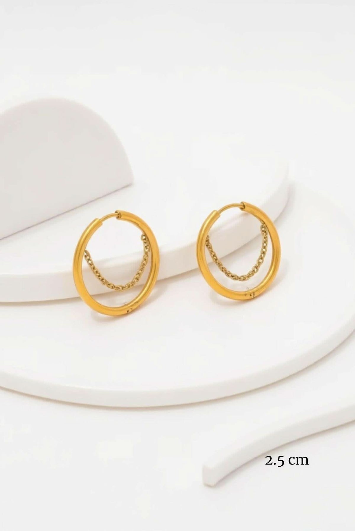 Waterproof Gold Chain Swing Hoop Earrings - Akalia