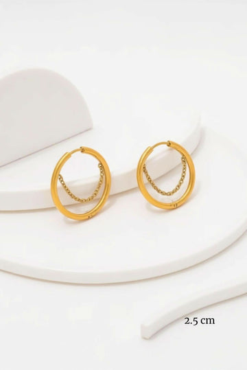 Waterproof Gold Chain Swing Hoop Earrings - Akalia