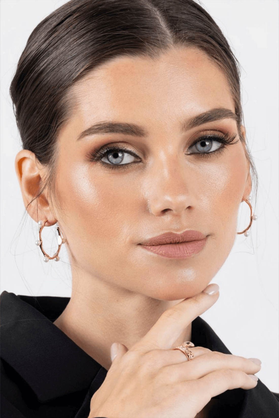 Waterproof Pearl Beads Round Half Hoop Earring - Akalia