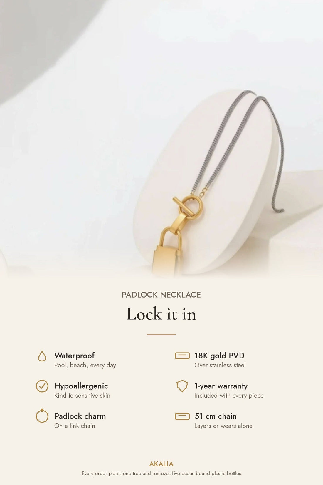 Waterproof Gold Plated Padlock - Akalia