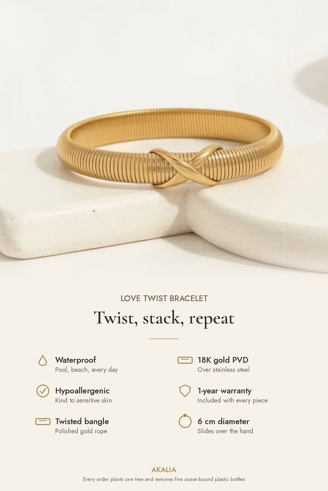 Waterproof Love Twist Bracelet - Akalia