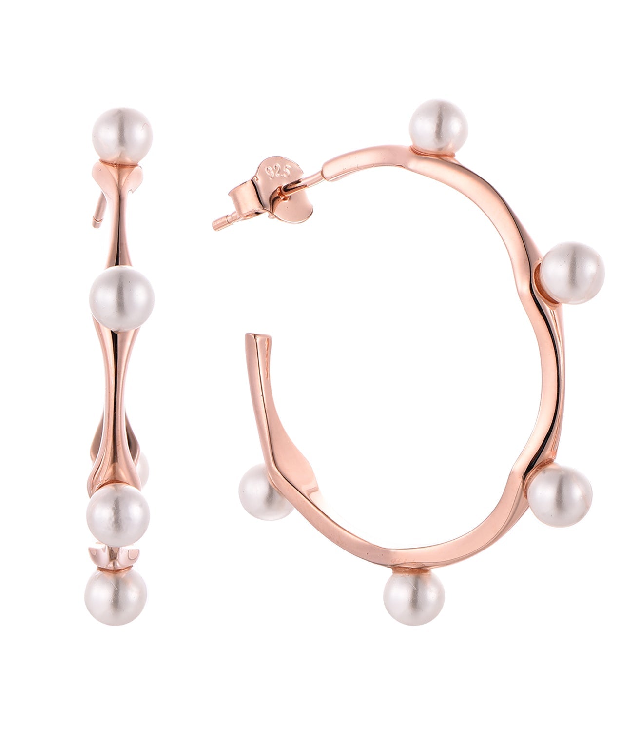 Waterproof Pearl Beads Round Half Hoop Earring - Akalia