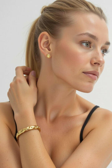 Waterproof Textured Gold Cuff Bracelet - Akalia