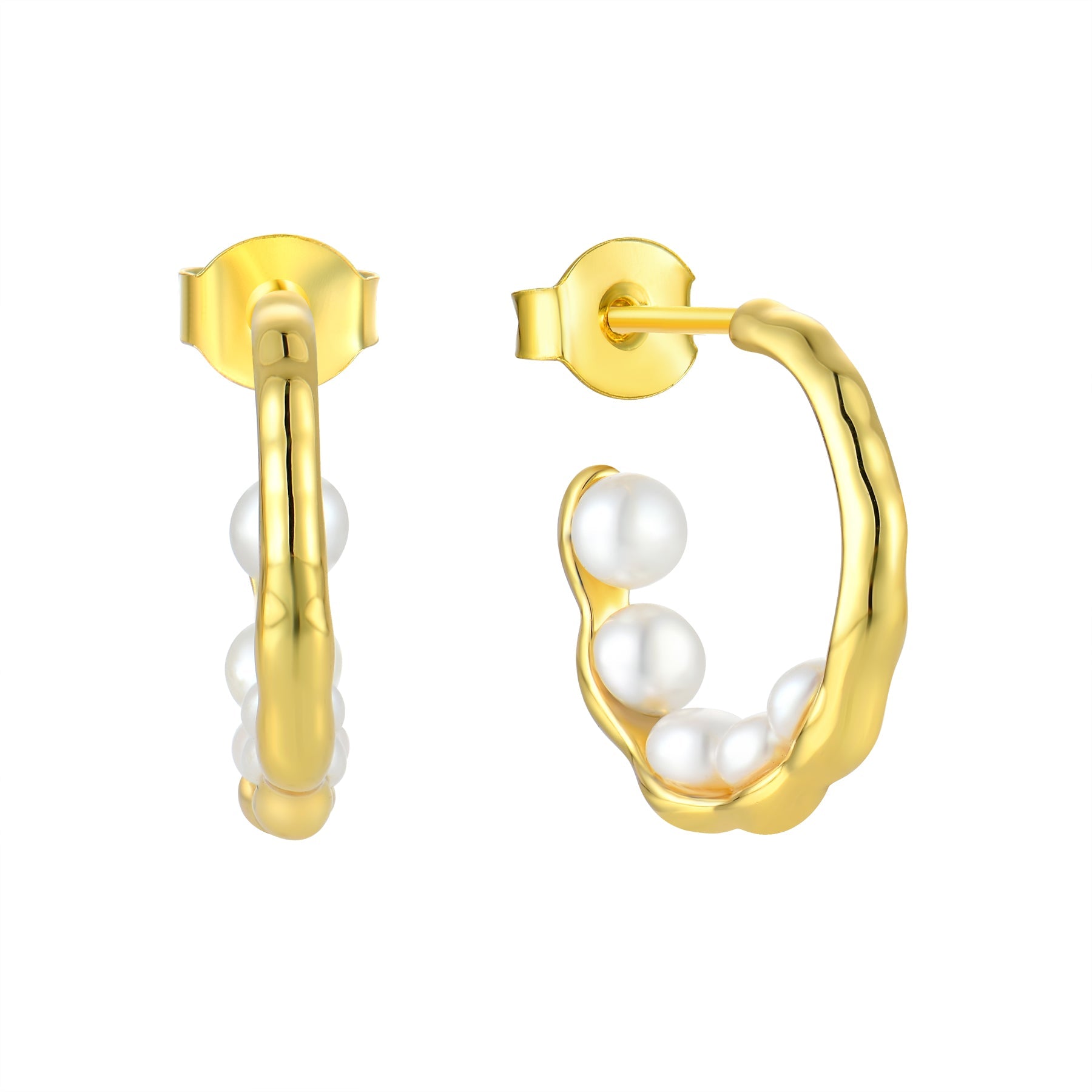 Waterproof Yellow Gold Plated Classic Faux Pearl Earring - Akalia