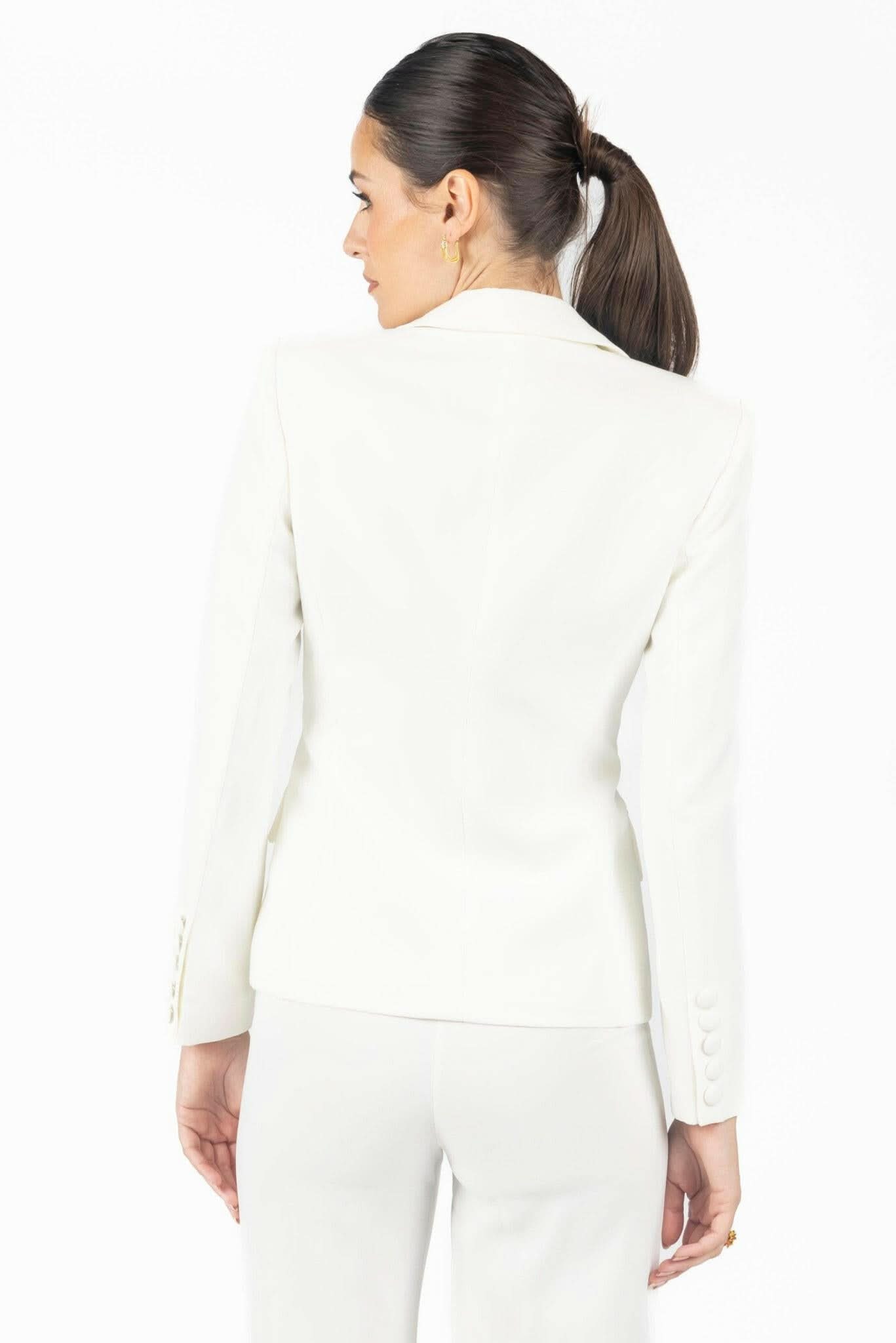 Alana White Pleated Blazer - Akalia