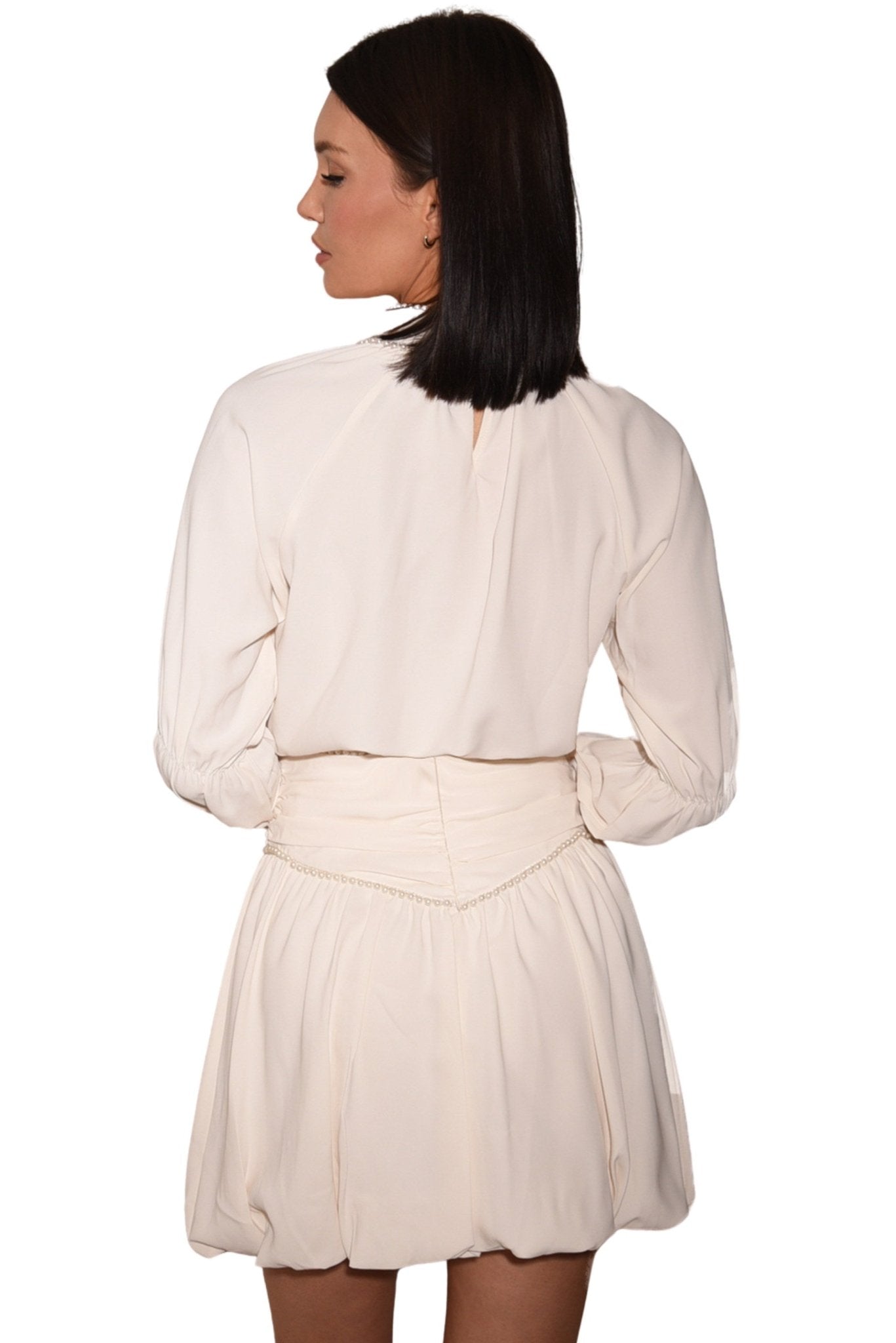 Alisha White Pearl Mini Skirt Set - Akalia
