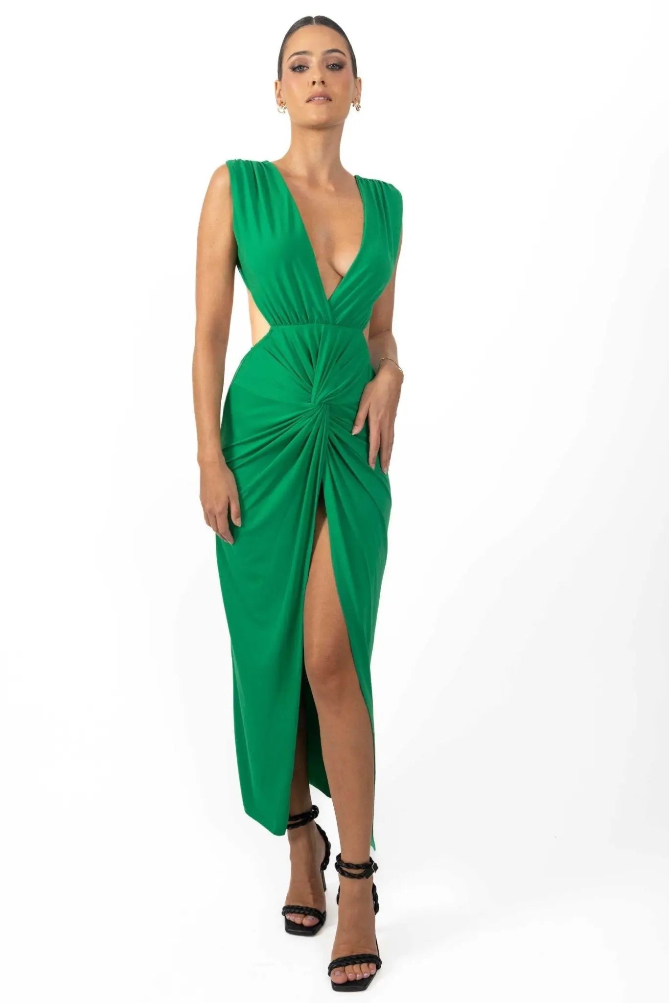 Bonnie Women's Backless Dress In Green - Akalia