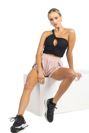 Chloe Romantic Scalloped Detailing Shorts in Soft Pink - Akalia